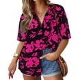 thumbnail image 1 of TIYOMI Plus Size Short Sleeve Floral Shirts For Women 5X Button Down Black Tops Beach Shirts Hot Pink Flower Summer Casual Blouses 5XL 26W 28W, 1 of 3