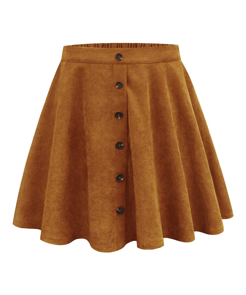 TIYOMI Plus Size Skirts Brown Stretchy Buttons Hidden Zipper TIYOMI Plus Size Skirts Brown Stretchy Buttons Hidden Zipper