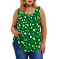 thumbnail image 1 of TIYOMI Plus Size St. Patrick's Day Tank Tops For Women Sleeveless Summer Green Clover Tunics Flowy Pleated Henley Shirts Camisole XL 14W 16W, 1 of 3