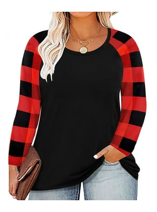 plus size buffalo plaid raglan