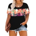 thumbnail image 1 of TIYOMI Plus Size Tops For Women Floral T-Shirts Gaphic Short Sleeve Tees Round Neck Color Block Pullover Tunics Black Casual Loose Fit Blouses 5XL 26W 28W, 1 of 5
