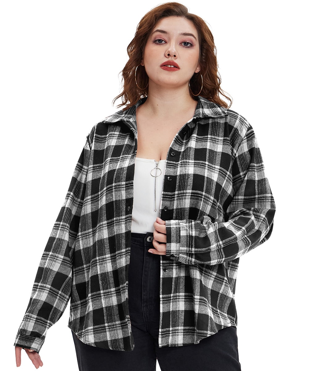 TIYOMI Plus Size Long Sleeve Button Down Tunic - Color Block Tie Dye Top For Women, Sizes XL-5XL