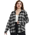 thumbnail image 1 of TIYOMI Plus Size Tops For Women Long Sleeve Blouses Button Down Collar Check Gingham Black Grey Plaid Tee Loose Fit Tunics Fall Winter Casual Shirts XL 14W 16W, 1 of 4