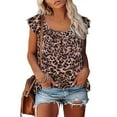 thumbnail image 1 of TIYOMI Plus Size Tops For Women Summer Leopard Ruffle Pullover Flowy Short Sleeve Tunics Animal Crewneck Shirts XL 14W 16W, 1 of 4