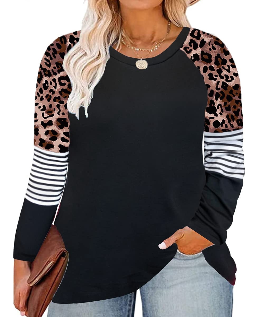 Plus Size Oversized Tops For Women - Short Sleeve Striped Tunic Blouse, Round Neck, Button Detail, XL-5XL
