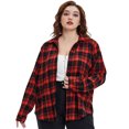 thumbnail image 1 of TIYOMI Plus Size Tops For Women Long Sleeve Blouses Button Down Check Gingham Red Black Plaid Collar Tee Loose Fit Christmas Tunics Fall Winter Casual Shirts XL 14W 16W, 1 of 4