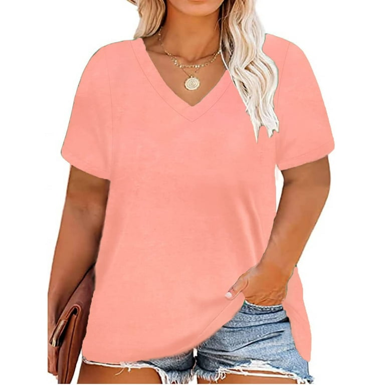 Casual Solid Basic V Neck Plus Size Tops Casual Solid Basic V Neck Plus Size Tops