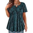 thumbnail image 1 of TIYOMI Plus Size Tunic Tops for Women Snake Skin Blouses Dressy Green Print Tunics Tops Buttons Up Shirts Swing Blouses Pleated Babydoll Summer Casual Tunics XL 14W 16W, 1 of 6