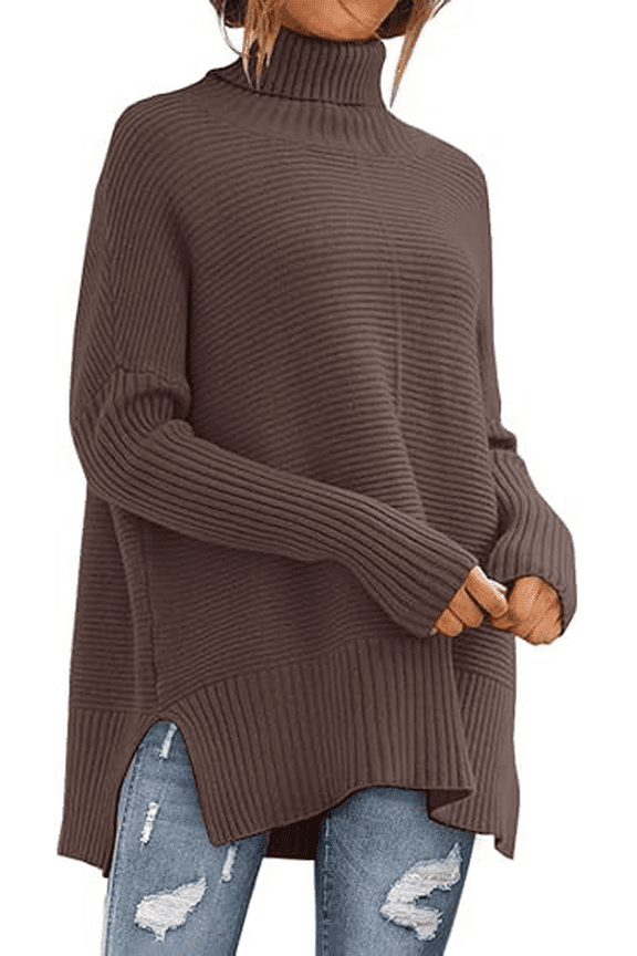 Plus Size Turtleneck Sweater for Women 3x Brown High Neck Nutmeg Long Sleeve Tops Knitting Turtleneck Shirts Warm Fall Winter Cozy Pullover 3XL 22W 24W