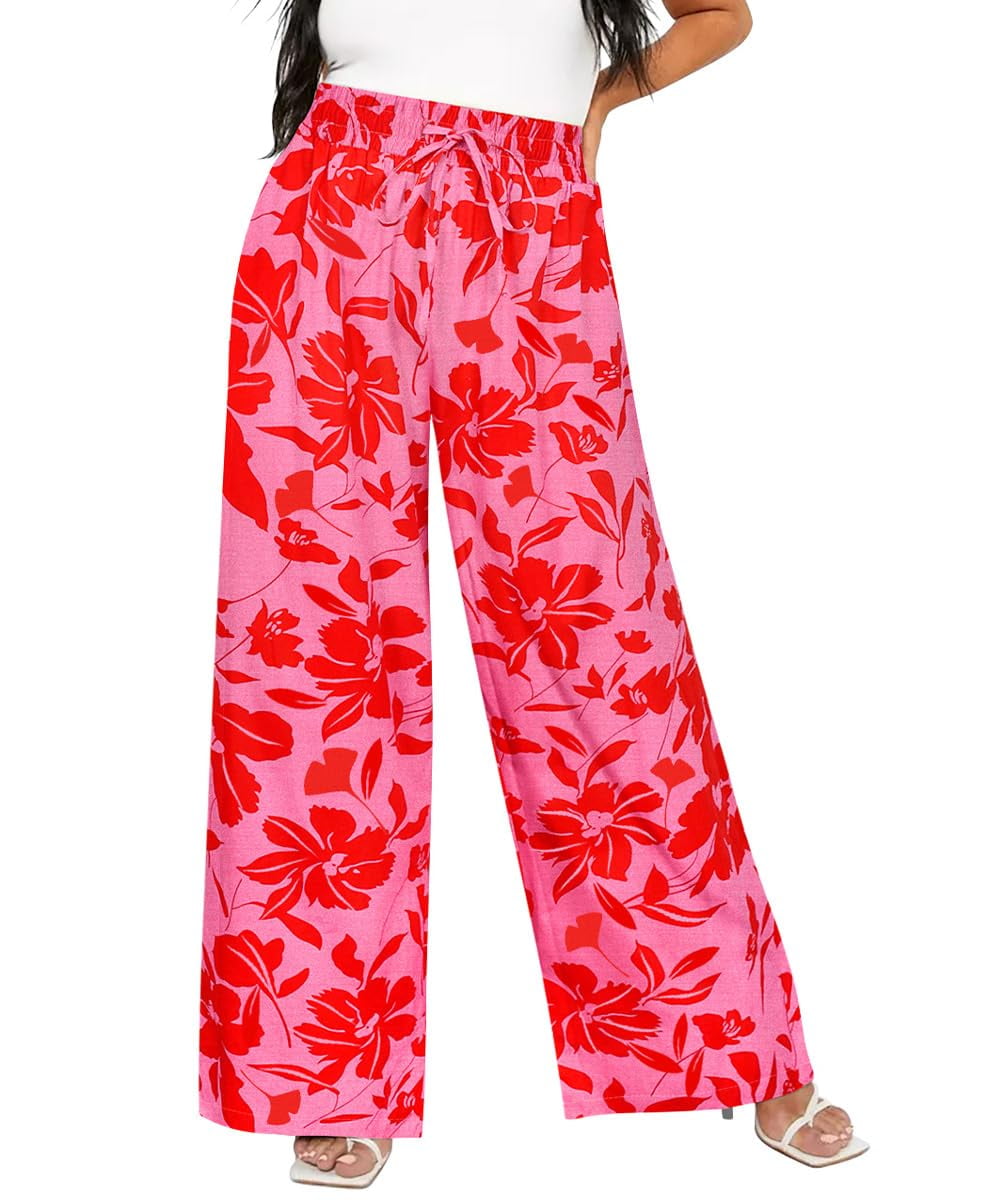 Pink Boho Floral Printed Wide Leg
Jogger Pants
