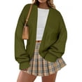 thumbnail image 1 of TIYOMI Plus Size Women's 5x Knit Cardigan Green Cardigan Sweaters Knitted Open Front Outerwear Cozy Warm Coats With Pocket Christmas Casual Fall Winter Sweater 5XL 28W, 1 of 8