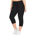 thumbnail image 1 of TIYOMI Plus Size Women's Black Leggings 2X Knee-Length Capri Solid Tummy Control Capris Stretchy High Waist Leggings Workout Capris 2XL 18W 20W, 1 of 7