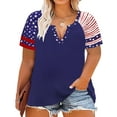thumbnail image 1 of TIYOMI Plus Size Women's T-Shirts 2X V Neck 4th of July Tops Summer Star Short Sleeve Shirts American Flag Tee Loose Fit Fashion Pullover 2XL 18W 20W, 1 of 5