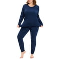 thumbnail image 1 of TIYOMI Plus Size Women's Thermal Underwear Suits Navy Blue Crewneck Thermal Tops 2X Long Johns Fleece Lined Base Layer Top and Bottom Sets Fall Winter Pajama, 2-Pack 2XL 18W 20W, 1 of 5