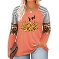 thumbnail image 1 of TIYOMI Plus Size Womens 5X Tops Halloween Leopard Pumpkin Long Sleeve Sweatshirts Orange Stripe Crewneck Tees Color Block Pullover Graphic Shirts Fall Winter Tunic 5XL 26W 28W, 1 of 3