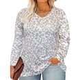 thumbnail image 1 of TIYOMI Plus Size Womens 5X Tops Leopard Long Sleeve Oversized Cheetah Tees Loose fit Shirts Fall Winter Pullover 5XL 26W 28W, 1 of 5