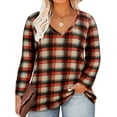 thumbnail image 1 of TIYOMI Plus Size Womens 5X Tops Orange Printing Long Sleeve Oversized Pattern Tees Plaid Loose fit Shirts Fall Winter Tunic 5XL 26W 28W, 1 of 3