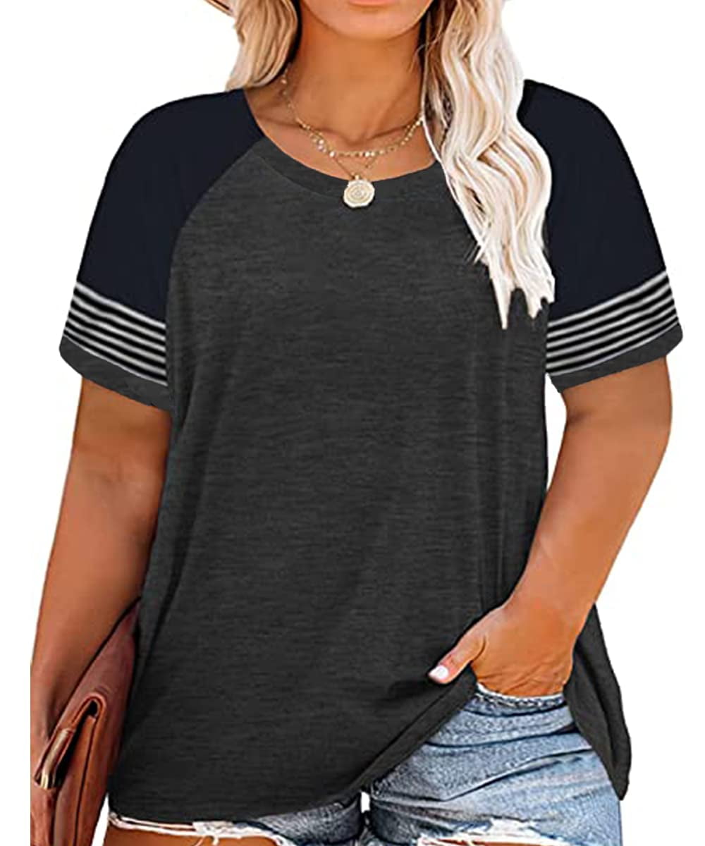 Plus Size Women's Short Sleeve Tops - Loose Fit Tunic Blouse XL-5XL