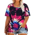 thumbnail image 1 of TIYOMI Plus Size tshirts for Women 4X Oversized Tops Purple Rainbow Tie Dye Workout Shirts Summer Short Sleeve Tops Slit Crewneck Shirts Oversize Tee Casual Loose Fit T-Shirt 4XL 24W 26W, 1 of 3