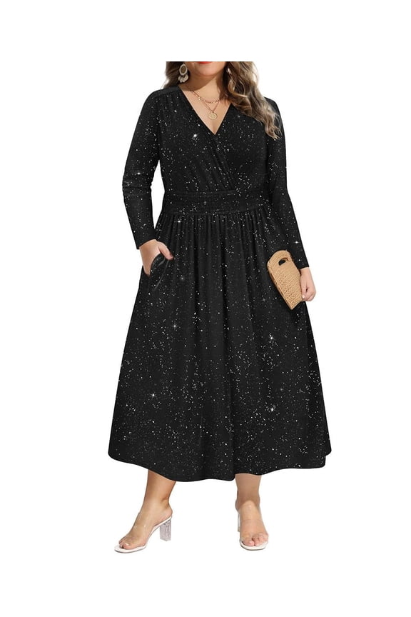 Women's Fall Maxi Dress Plus Size 5x White Floral Long Sleeve V Neck Adjustable Drawstring Dress Flowy Cocktail Party Dresses for Curvy Women Maxi Fall Spring Formal Dresses 5XL 28W