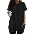thumbnail image 1 of TIYOMI Women's Plus Size Black Tops 3X Summer Short Sleeve Knitting Tops Crewneck Shirts Pocket Knitted Sweaters Pullover Solid Basic Casual T-Shirt Loose Fit Summer Tee 3XL 22W 24W, 1 of 7