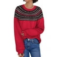thumbnail image 1 of TIYOMI Women's Plus Size Crewneck Sweaters 4x Tribal Knitted Sweaters for Curvy Women Long Sleeve Icelandic Sweater Pullover Red Fall Winter Sweater Tops 4XL 24W 28W, 1 of 10