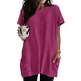 thumbnail image 1 of TIYOMI Women's Plus Size Deep Pink Tops 3X Summer Short Sleeve Tops Crewneck Shirts Pocket Workout Pullover Solid Basic Casual T-Shirt Loose Fit Summer Tee 3XL 22W 24W, 1 of 6