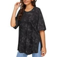 thumbnail image 1 of TIYOMI Women's Plus Size Oversized T-Shirts 3X Distressed Dark Grey Summer Short Sleeve Tops Round Neck Shirts Workout Boyfriend Pullover Basic Casual T-Shirt Loose Fit Summer Tee 3XL 22W 24W, 1 of 6