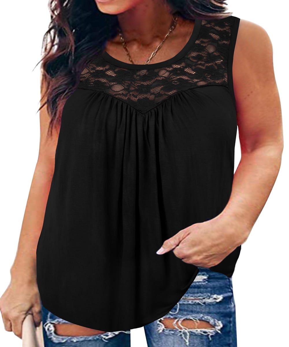 Plus Size Women's Summer Tops - Lace Sleeve Tunic In Floral, Leopard, Or Tie Dye (XL-5XL) - View #6