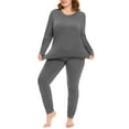 thumbnail image 1 of TIYOMI Women's Plus Size Thermal Underwear Suits 3X Dark Grey Crewneck Thermal Shirts Long Johns Fleece Lined Base Layer Top and Bottom Sets Loose Fit Fall Winter Pajama, 2-Pack 3XL 22W 24W, 1 of 4