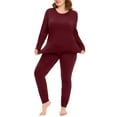thumbnail image 1 of TIYOMI Women's Plus Size Thermal Underwear Suits 3X Wine Red Crewneck Thermal Shirts Long Johns Fleece Lined Base Layer Top and Bottom Sets Loose Fit Fall Winter Pajama, 2-Pack 3XL 22W 24W, 1 of 4