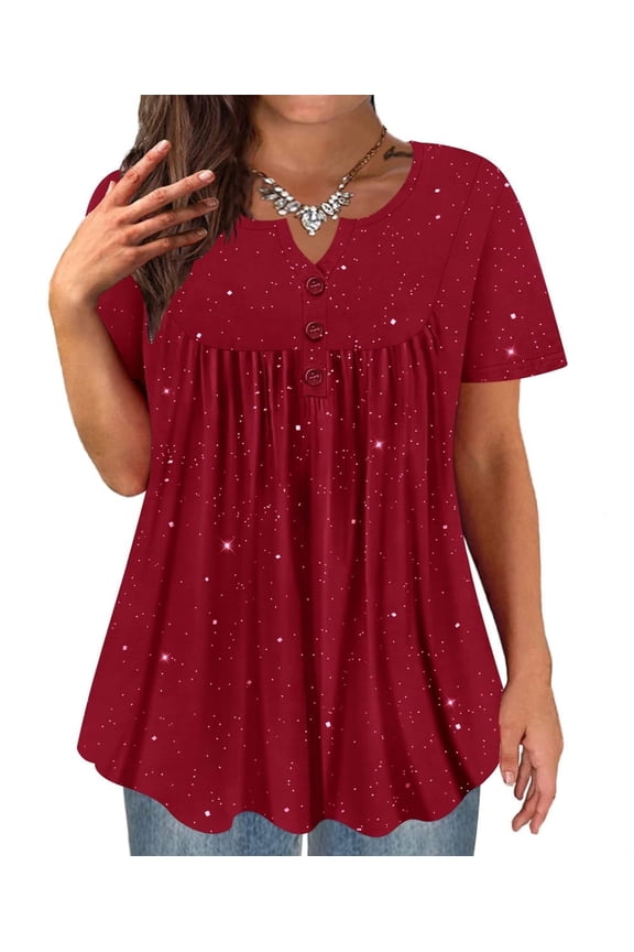 Women's Plus Size Tops 3X Sequin Shirts Wine Red Sparkly Tunic Tops Babydoll Pullover Shinning Blouses Spring Summer Tunics 3XL 22W 24W