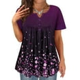 thumbnail image 1 of TIYOMI Women's Plus Size Tops 3X Shirts Purple Floral Tunic Tops Babydoll Flower Pullover Loose Fit Blouses Spring Summer Tunics 3XL 22W 24W, 1 of 3
