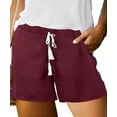 thumbnail image 1 of TIYOMI Women's Plus Size Wine Red Pants Drawstring 3X Black Elastic Waist Shorts Pocketed Casual Pants Comfy Summer Beach Pants 3XL 22W 24W, 1 of 5