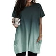 thumbnail image 1 of TIYOMI Women's Tunics Plus Size Summer Gradient Green Tops Short Sleeve Shirts Pocket Tunic Tops Casual Long Shirts to Wear with Leggings XL 14W 16W, 1 of 6