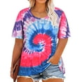 thumbnail image 1 of TIYOMI Womens Plus Size 5X Tops Colorful Tie Dye Oversized T-Shirts Short Sleeve Shirts For Women Dressy Casual Round Neck Slit Tops Workout Pullover Summer T-Shirt 5XL 26W 28W, 1 of 3