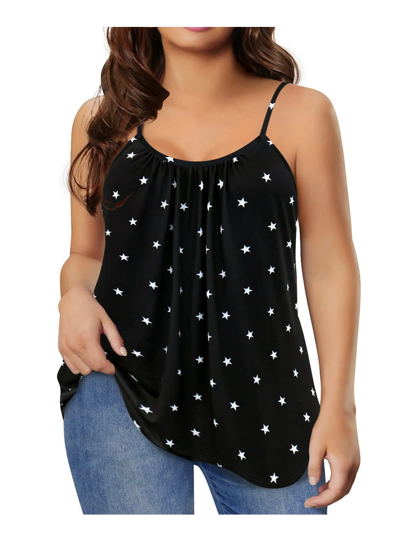 TIYOMI Plus Size Floral Tank Top - Sleeveless Summer Tunic, Flow Camisole (XL-5XL)