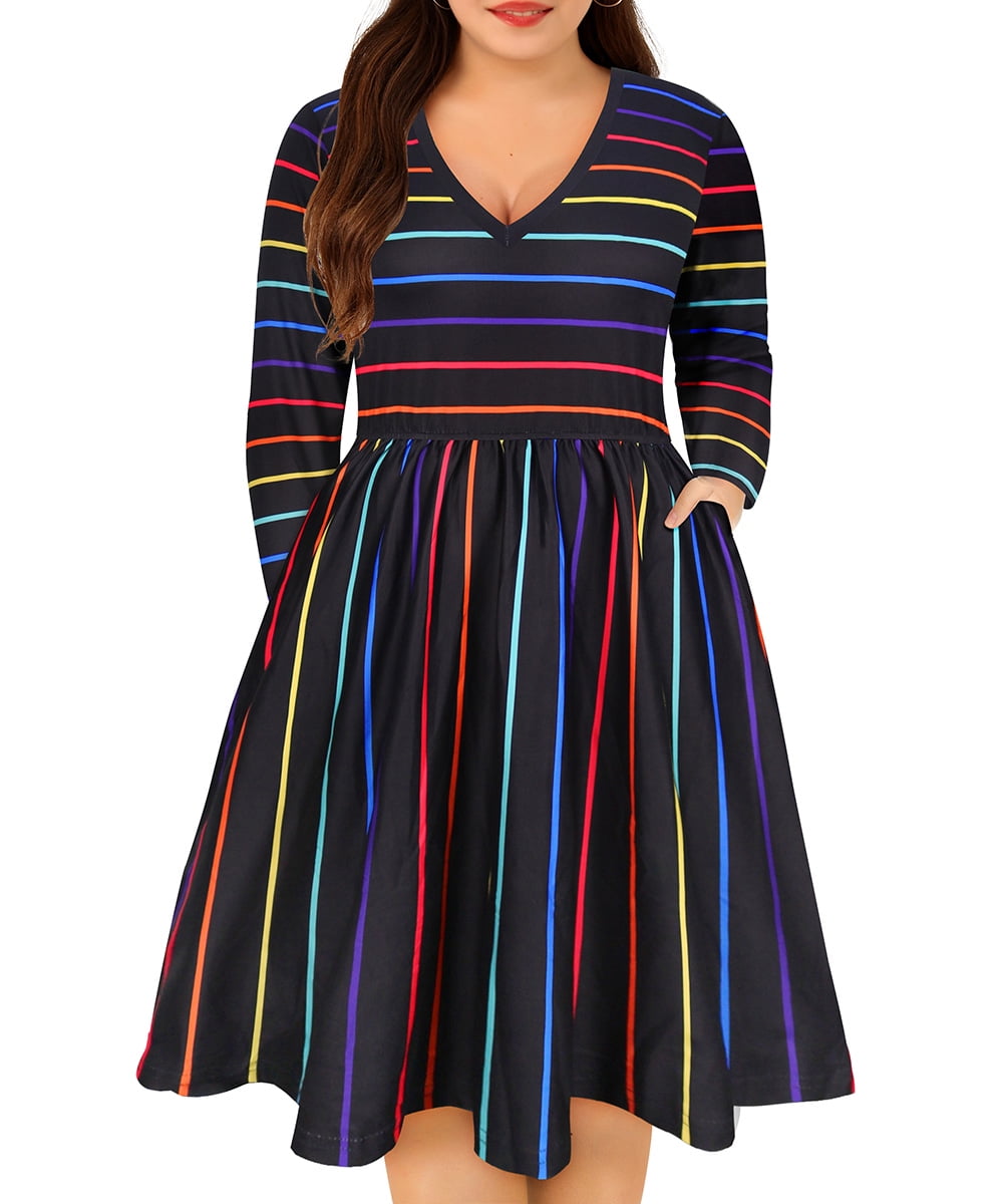 rainbow plus size formal dresses Final Sale Plus Size Short Sleeve Deep Scoop Neck Maxi Dress in Rainbow Sherbet Tie Dye main image 1