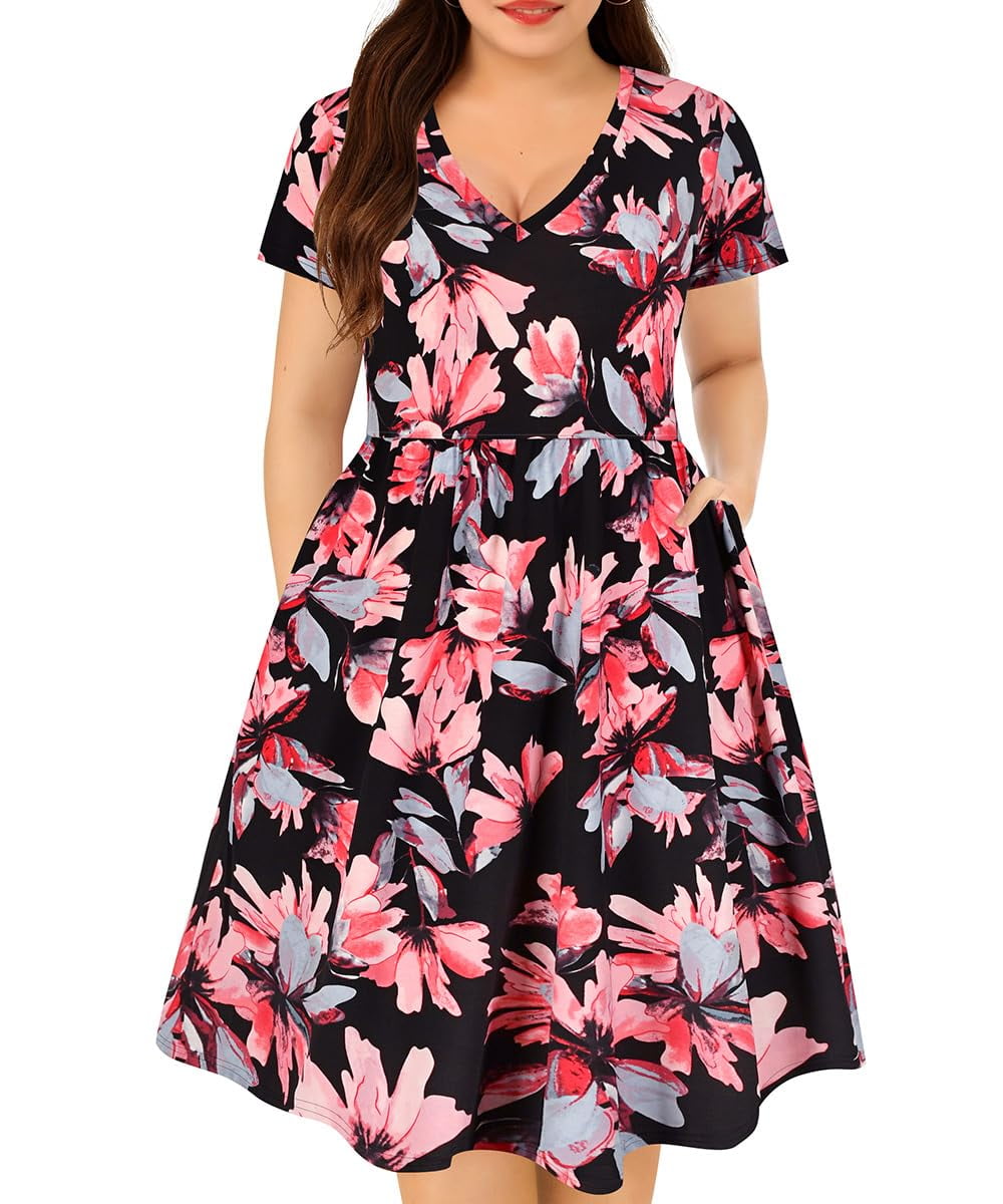 black and pink summer dress Black And Pink Floral Print Cut Out Day Dress AX Paris