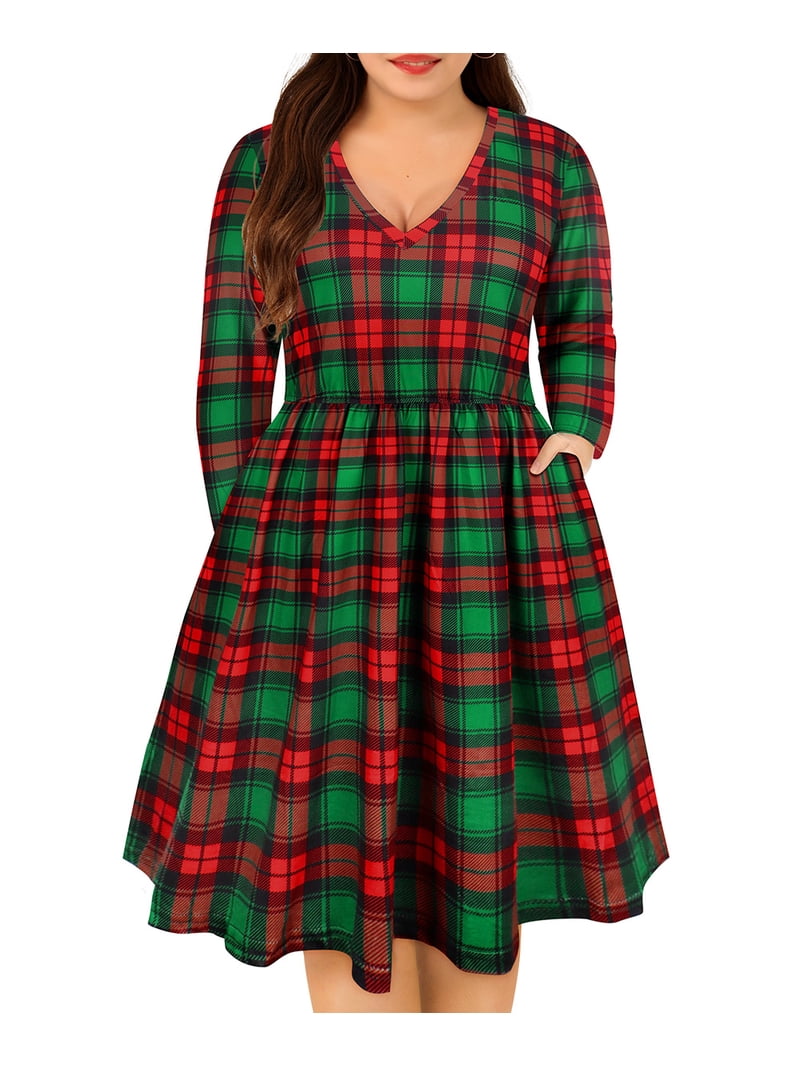 christmas dress 5xl Size Women's Long Sleeve plus Size party dresses - Orange, Blue, and Red
