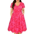 thumbnail image 1 of TIYOMI Womens Plus Size Dress Hot Pink Floral Summer Elegant Dress Short Sleeve V Neck Dress Hawaiian Vacation Holiday Maxi Dress Casual Loose Fit Dress XL 14W 16W, 1 of 7