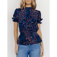 thumbnail image 1 of TIYOMI Womens Plus Size Shirts 4X Short Sleeve Tops Navy Blue Floral V-Neck Summer Colorful Flowers Tee Casual Tunics Loose Fit Blouses 4XL 24W 26W, 1 of 1