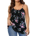 thumbnail image 1 of TIYOMI Womens Plus Size Tank Tops Floral Adjustable Strappy Summer Spaghetti Strap Crewneck Camisole Beach Black Flower Casual Cami Sexy Loose Fits Vest XL 14W 16W, 1 of 4