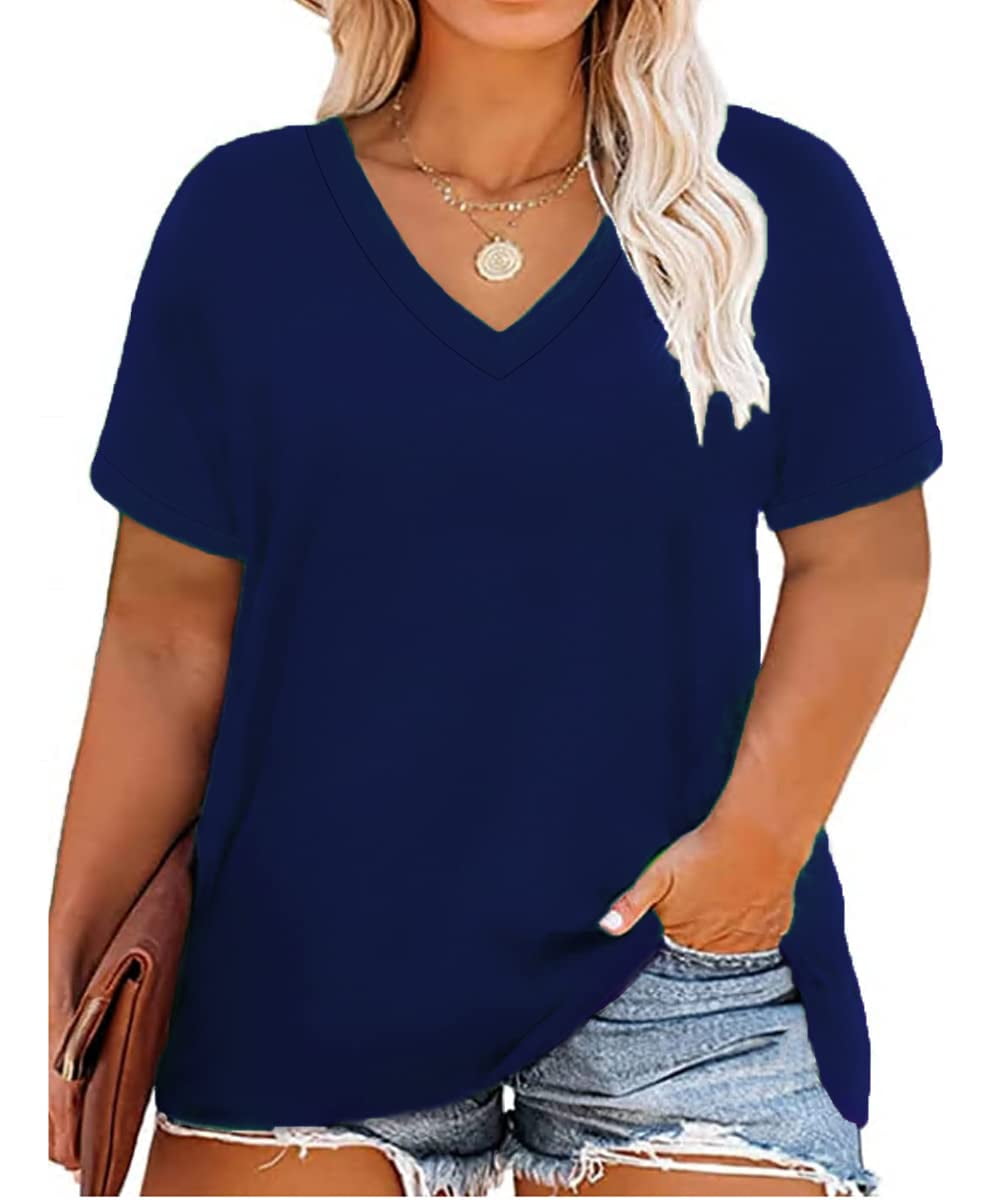 Topstype Women's Deep V Neck Tops Casual Low Cut Short Sleeve Shirts(Deep V  Neck Blue,Small,Small) at  Women's Clothing store