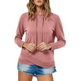 thumbnail image 1 of TIZNEN Women's Casual Solid Color Hooded Long Sleeve T Shirt With Drawstring And Pocket Comfortable Loose Fit Pullover Shirt Set Women Long Sleeve Rayon Tops for Women Athletic Shirts Women Loose Fit, 1 of 5