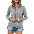 thumbnail image 1 of TIZNEN Women's Casual Solid Color Hooded Long Sleeve T Shirt With Drawstring And Pocket Comfortable Loose Fit Pullover Shirt Set Women Long Sleeve Rayon Tops for Women Athletic Shirts Women Loose Fit, 1 of 5