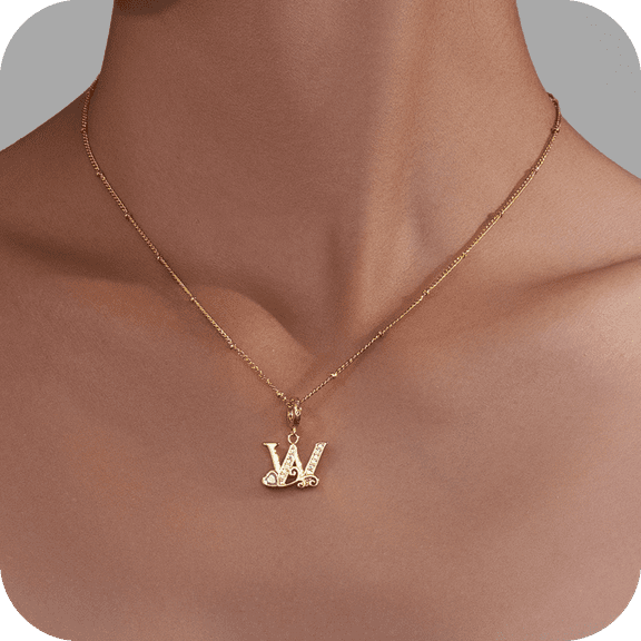 TIZU Initial Necklaces for Women - 14K Gold Plated Dainty Trendy Letter Pendant Initial W Necklace Personalized Necklace Jewelry Gifts
