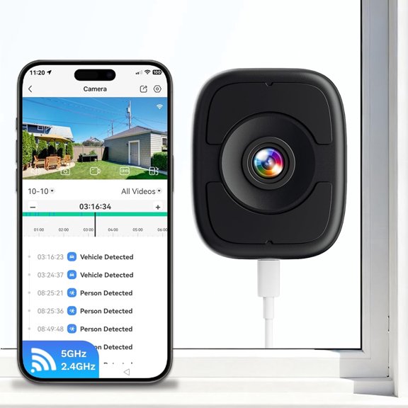 TIgebraver 5MP 3K Magnetic Indoor Security Camera WiFi6, Full Color Night Vision Window Cam with 2.4G/5G WiFi, AI Human Vehicle Detection, 2-Way Audio, 24/7 Continuous Recording