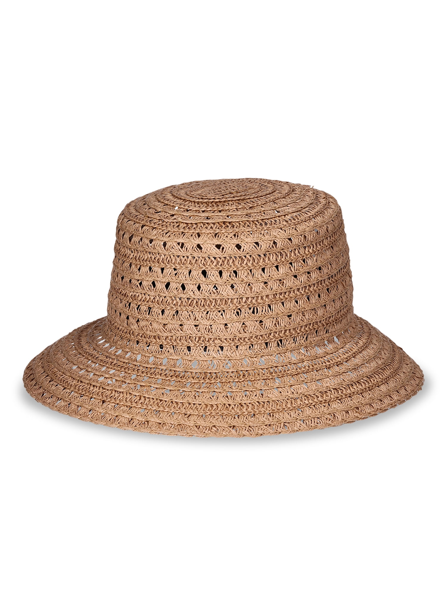 TIme and Tru Women's Bucket Hat, Solid Color, Paper Straw Woven Construction, Natural