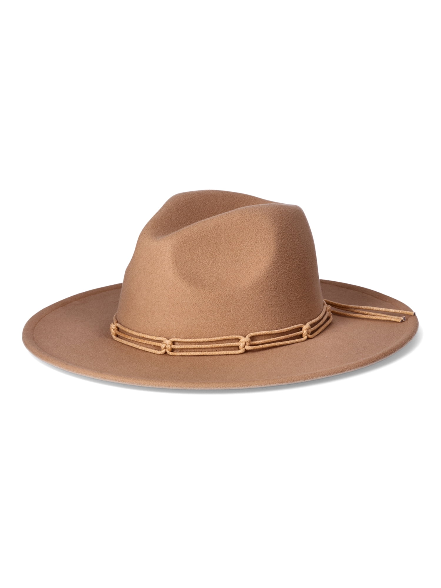 TIme and Tru Women's Fedora Hat, Solid Color, Rope Trim Detail, Made of ...